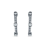 Round Cubic Zirconia Huggie Hoop Earring 925 Sterling Silver