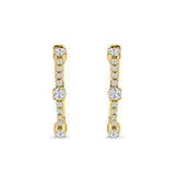 Round Cubic Zirconia Huggie Hoop Earring 925 Sterling Silver