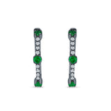 Round Cubic Zirconia Huggie Hoop Earring 925 Sterling Silver