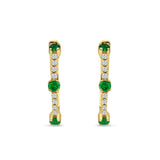Round Cubic Zirconia Huggie Hoop Earring 925 Sterling Silver