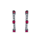 Round Cubic Zirconia Huggie Hoop Earring 925 Sterling Silver