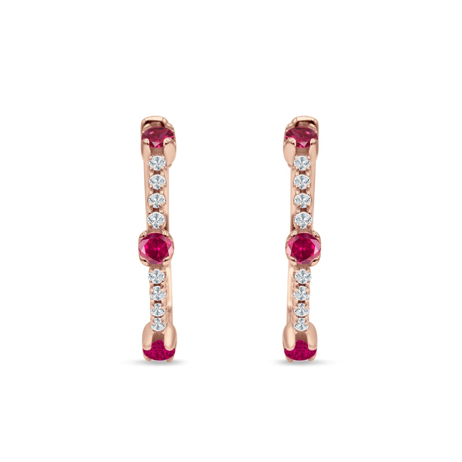 Round Cubic Zirconia Huggie Hoop Earring 925 Sterling Silver