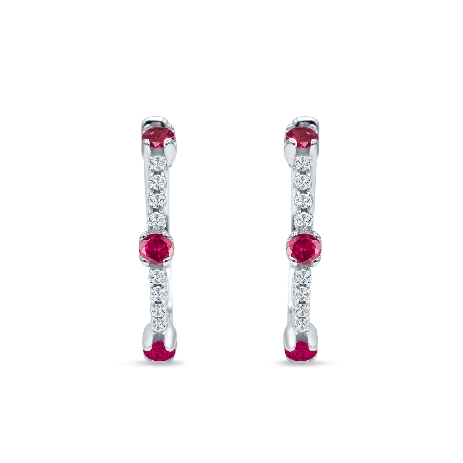 Round Cubic Zirconia Huggie Hoop Earring 925 Sterling Silver