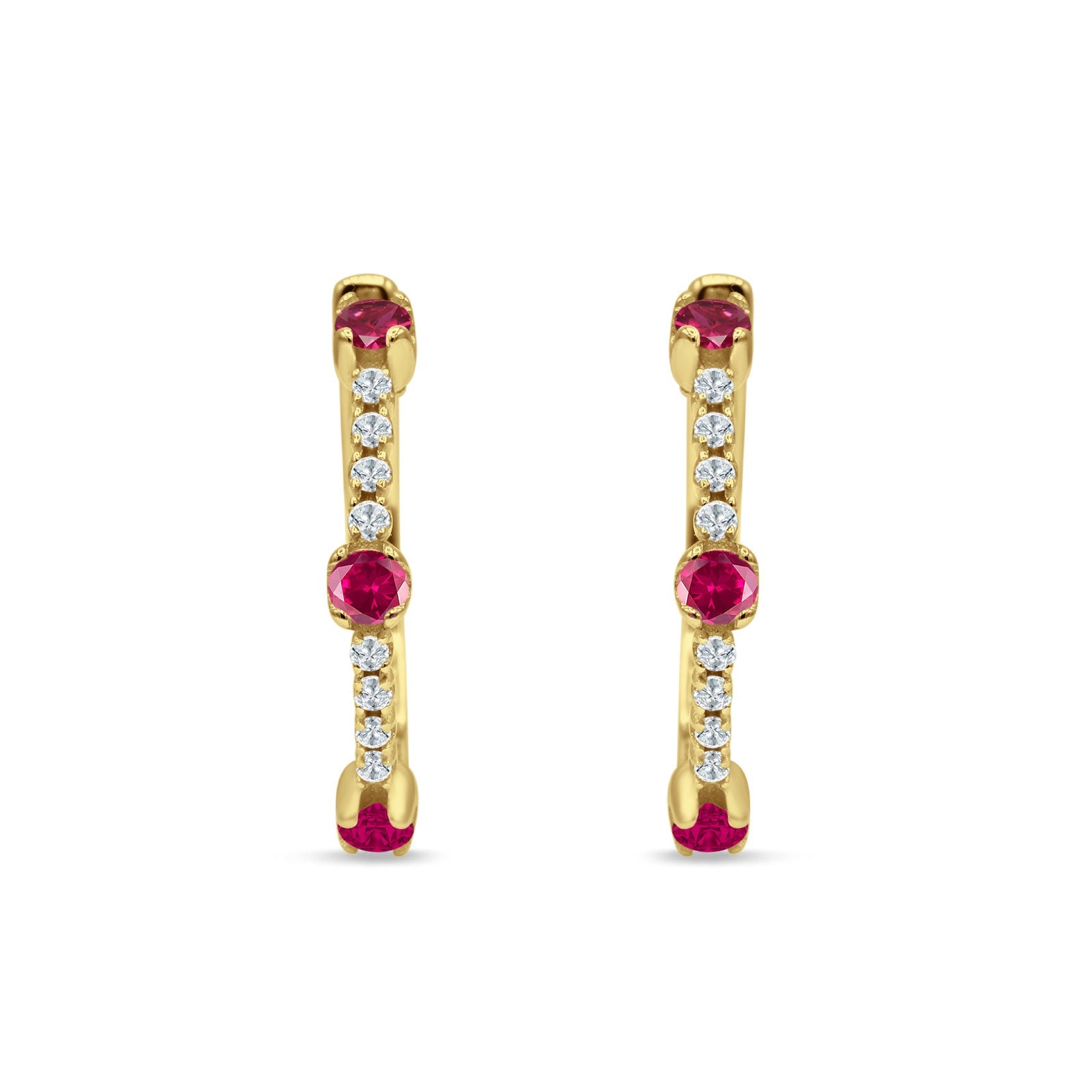 Round Cubic Zirconia Huggie Hoop Earring 925 Sterling Silver