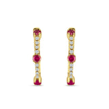 Round Cubic Zirconia Huggie Hoop Earring 925 Sterling Silver