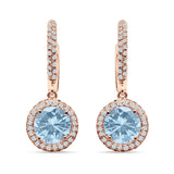 Round Halo Drop Dangle Hoop Earring Cubic Zirconia 925 Sterling Silver