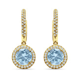 Round Halo Drop Dangle Hoop Earring Cubic Zirconia 925 Sterling Silver