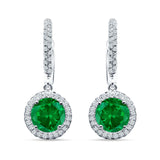 Round Halo Drop Dangle Hoop Earring Cubic Zirconia 925 Sterling Silver