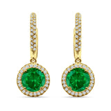 Round Halo Drop Dangle Hoop Earring Cubic Zirconia 925 Sterling Silver