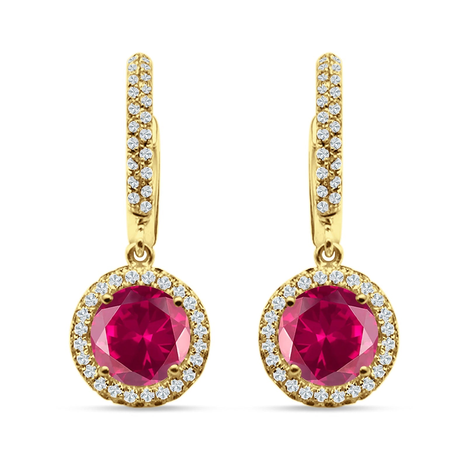 Round Halo Drop Dangle Hoop Earring Cubic Zirconia 925 Sterling Silver