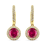 Round Halo Drop Dangle Hoop Earring Cubic Zirconia 925 Sterling Silver