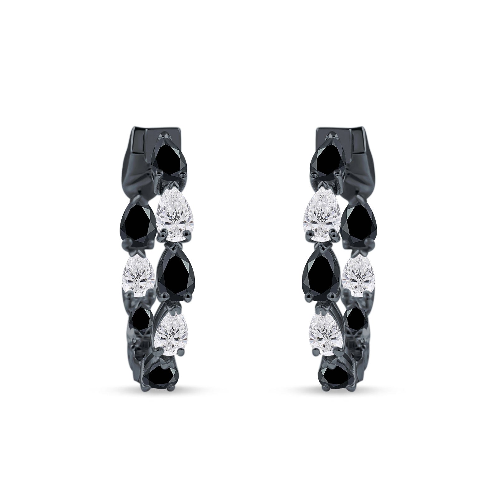 Pear Teardrop Cubic Zirconia Huggie Hoop Earring 925 Sterling Silver