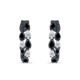 Pear Teardrop Cubic Zirconia Huggie Hoop Earring 925 Sterling Silver