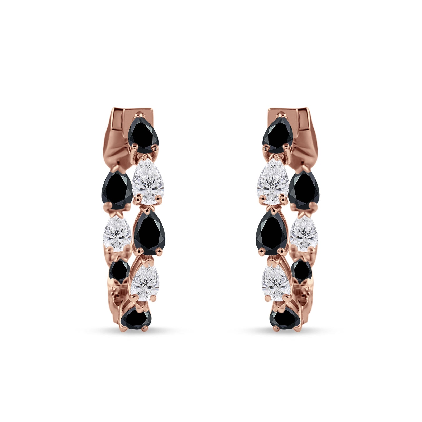 Pear Teardrop Cubic Zirconia Huggie Hoop Earring 925 Sterling Silver