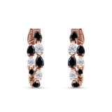 Pear Teardrop Cubic Zirconia Huggie Hoop Earring 925 Sterling Silver