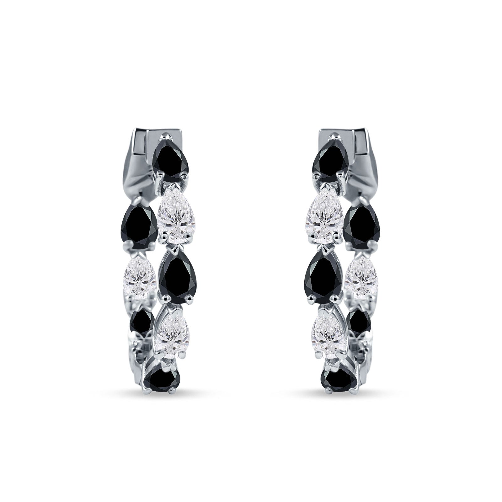 Pear Teardrop Cubic Zirconia Huggie Hoop Earring 925 Sterling Silver