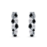 Pear Teardrop Cubic Zirconia Huggie Hoop Earring 925 Sterling Silver