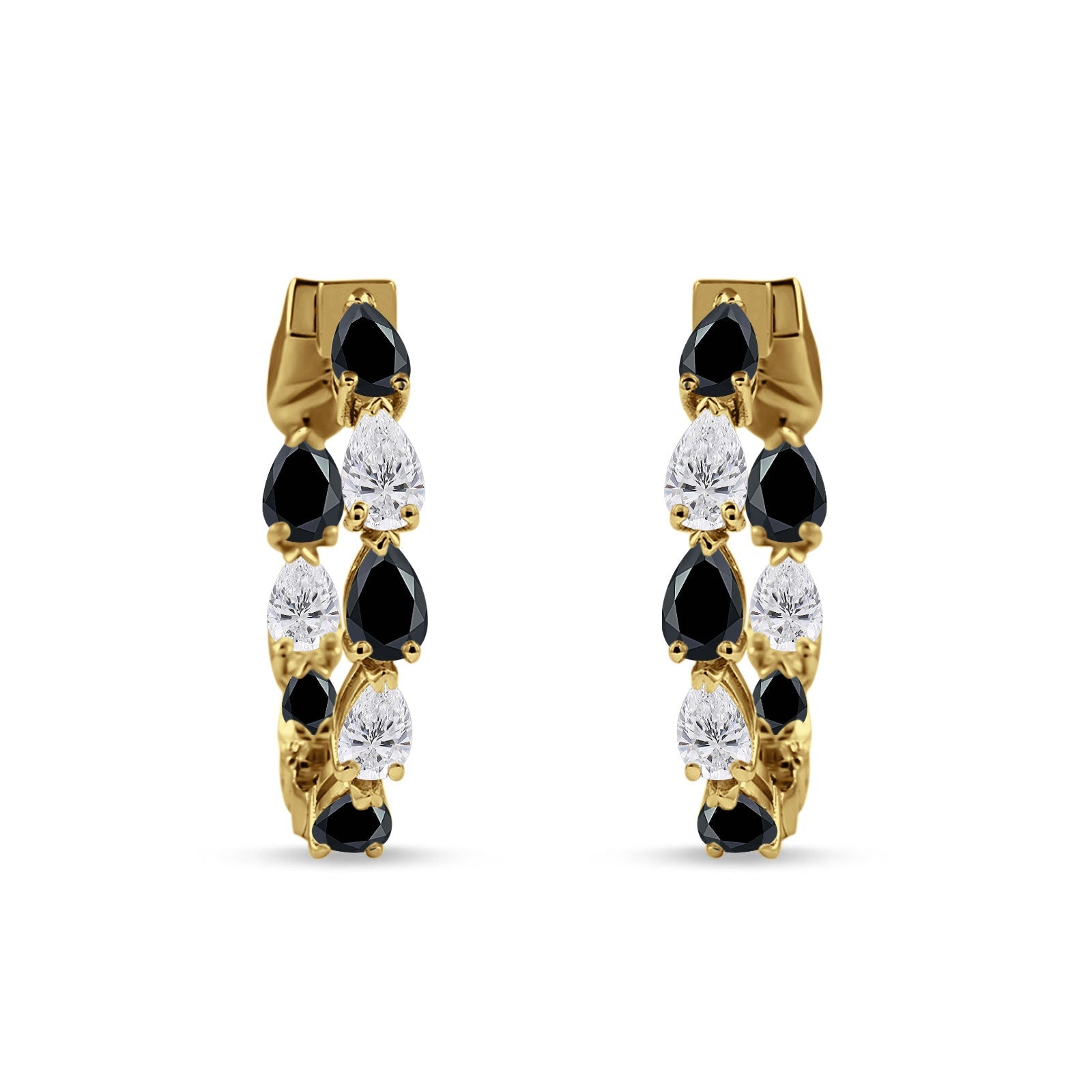 Pear Teardrop Cubic Zirconia Huggie Hoop Earring 925 Sterling Silver