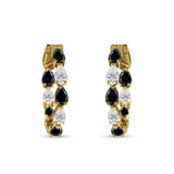 Pear Teardrop Cubic Zirconia Huggie Hoop Earring 925 Sterling Silver