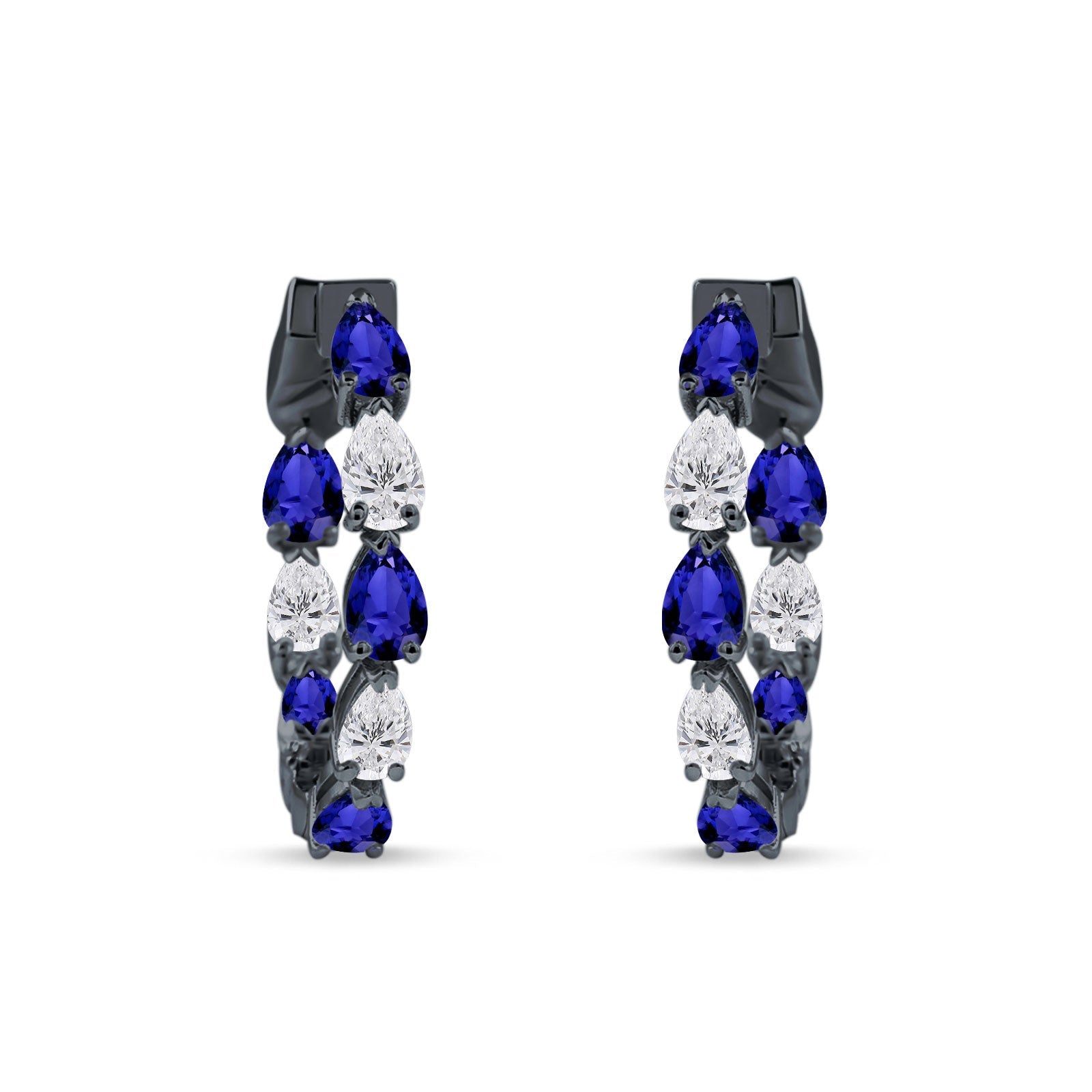 Pear Teardrop Cubic Zirconia Huggie Hoop Earring 925 Sterling Silver