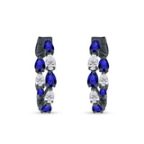 Pear Teardrop Cubic Zirconia Huggie Hoop Earring 925 Sterling Silver