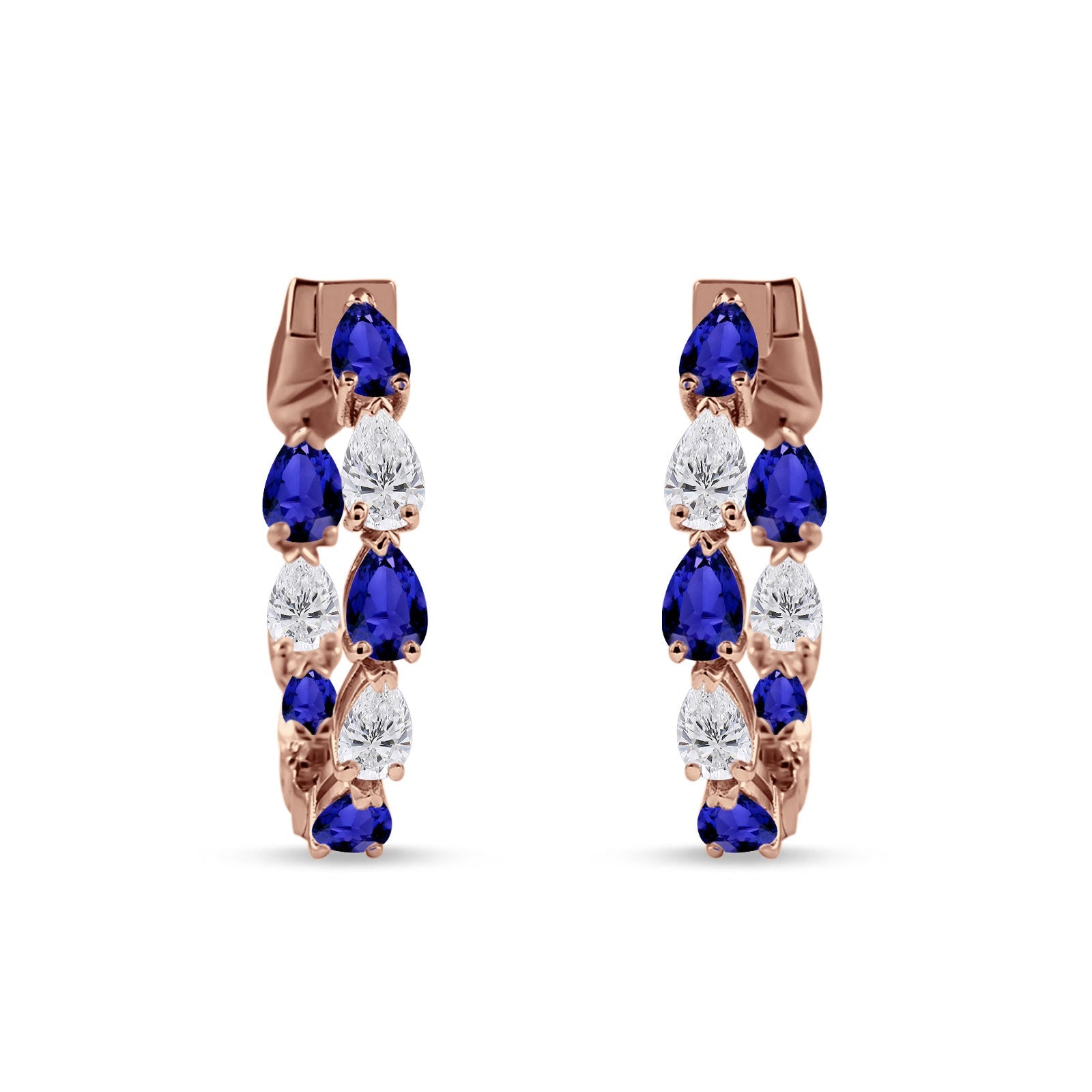 Pear Teardrop Cubic Zirconia Huggie Hoop Earring 925 Sterling Silver