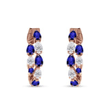 Pear Teardrop Cubic Zirconia Huggie Hoop Earring 925 Sterling Silver