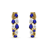 Pear Teardrop Cubic Zirconia Huggie Hoop Earring 925 Sterling Silver