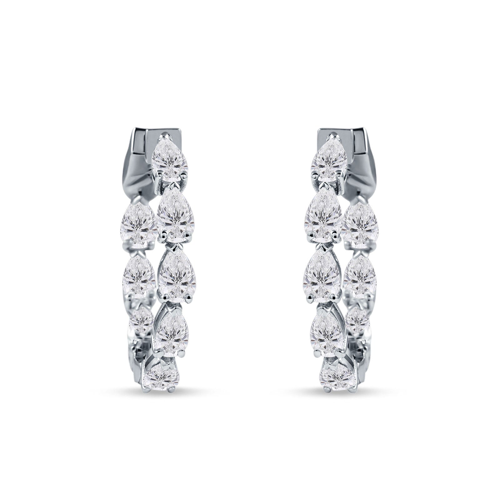 Pear Teardrop Cubic Zirconia Huggie Hoop Earring 925 Sterling Silver