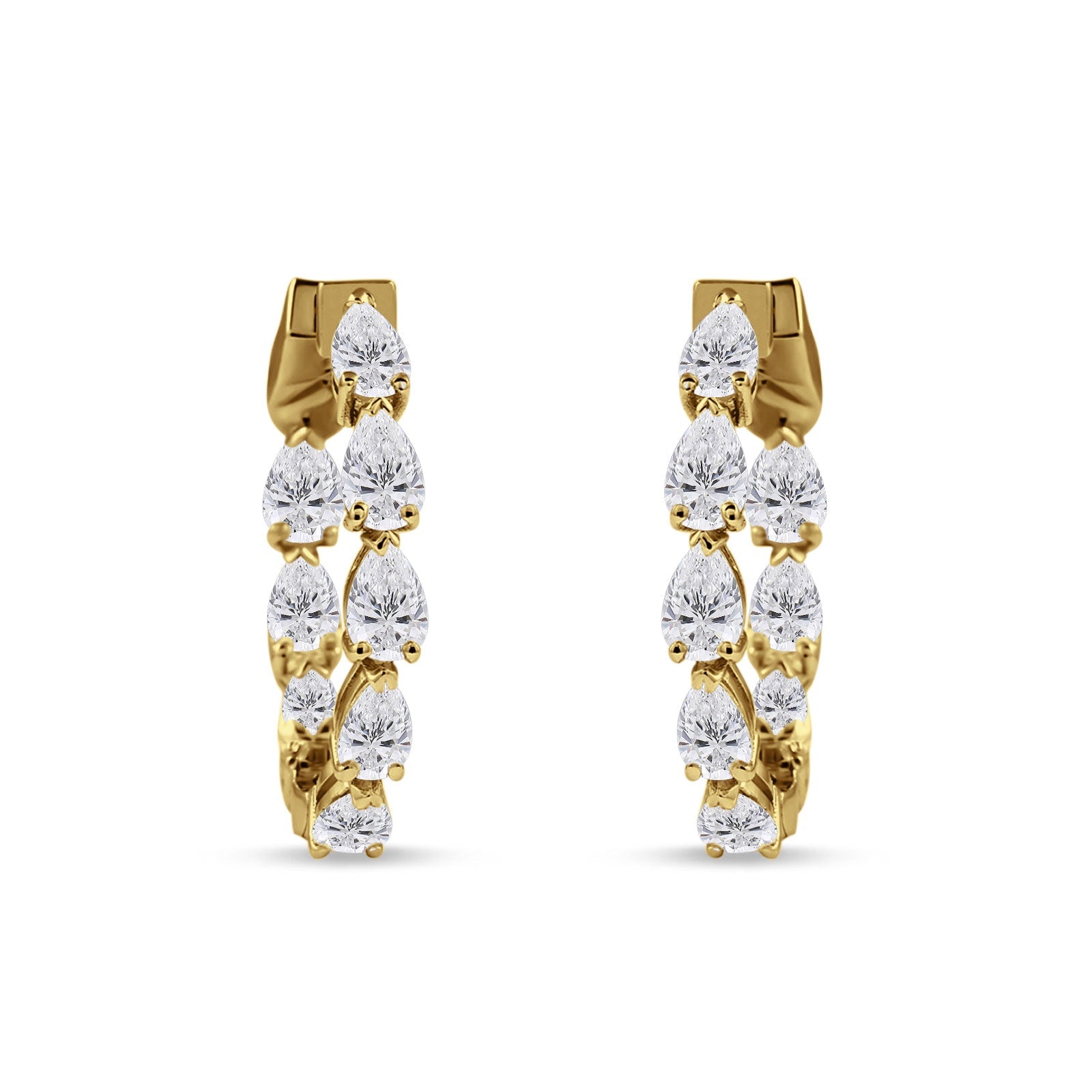 Pear Teardrop Cubic Zirconia Huggie Hoop Earring 925 Sterling Silver