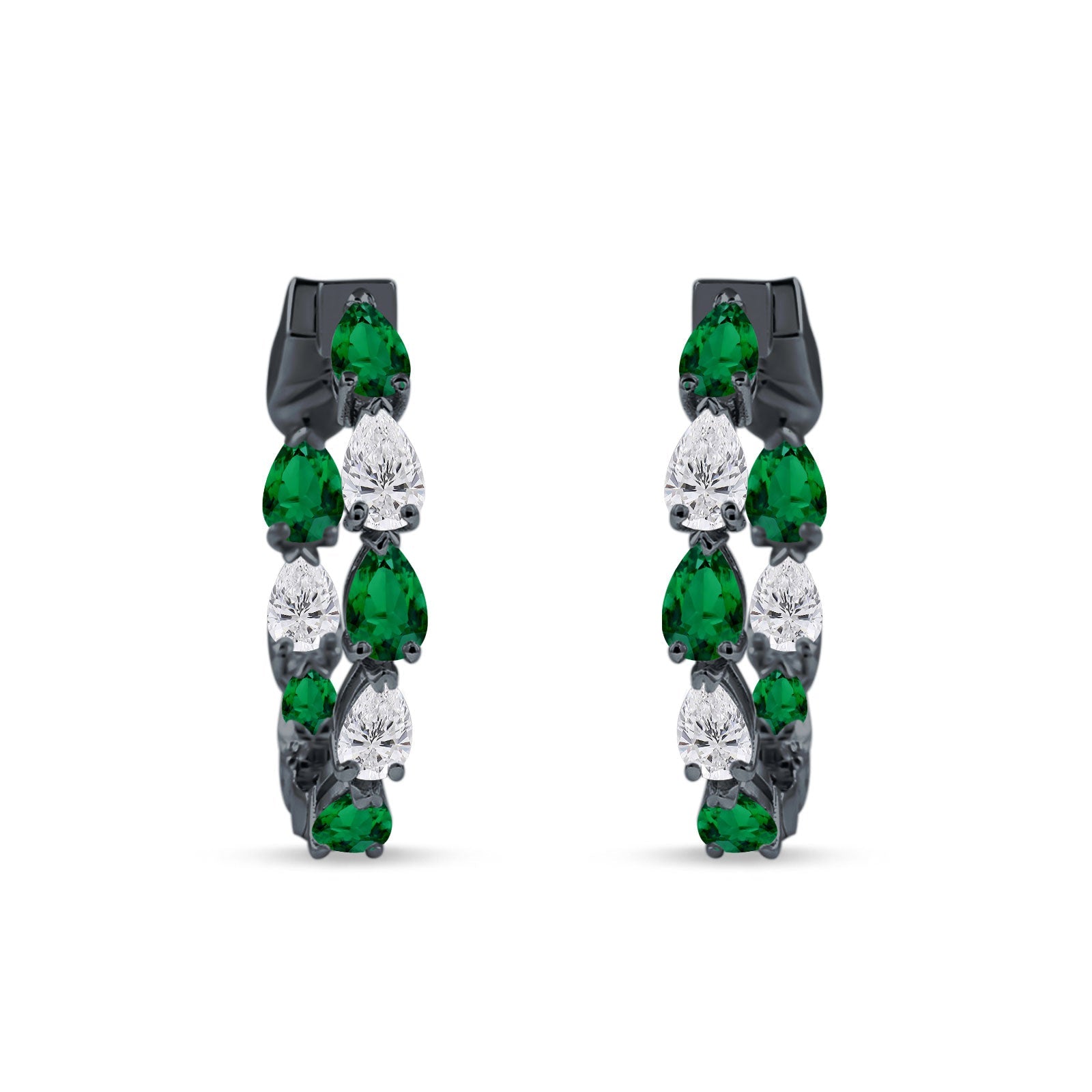 Pear Teardrop Cubic Zirconia Huggie Hoop Earring 925 Sterling Silver