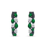 Pear Teardrop Cubic Zirconia Huggie Hoop Earring 925 Sterling Silver