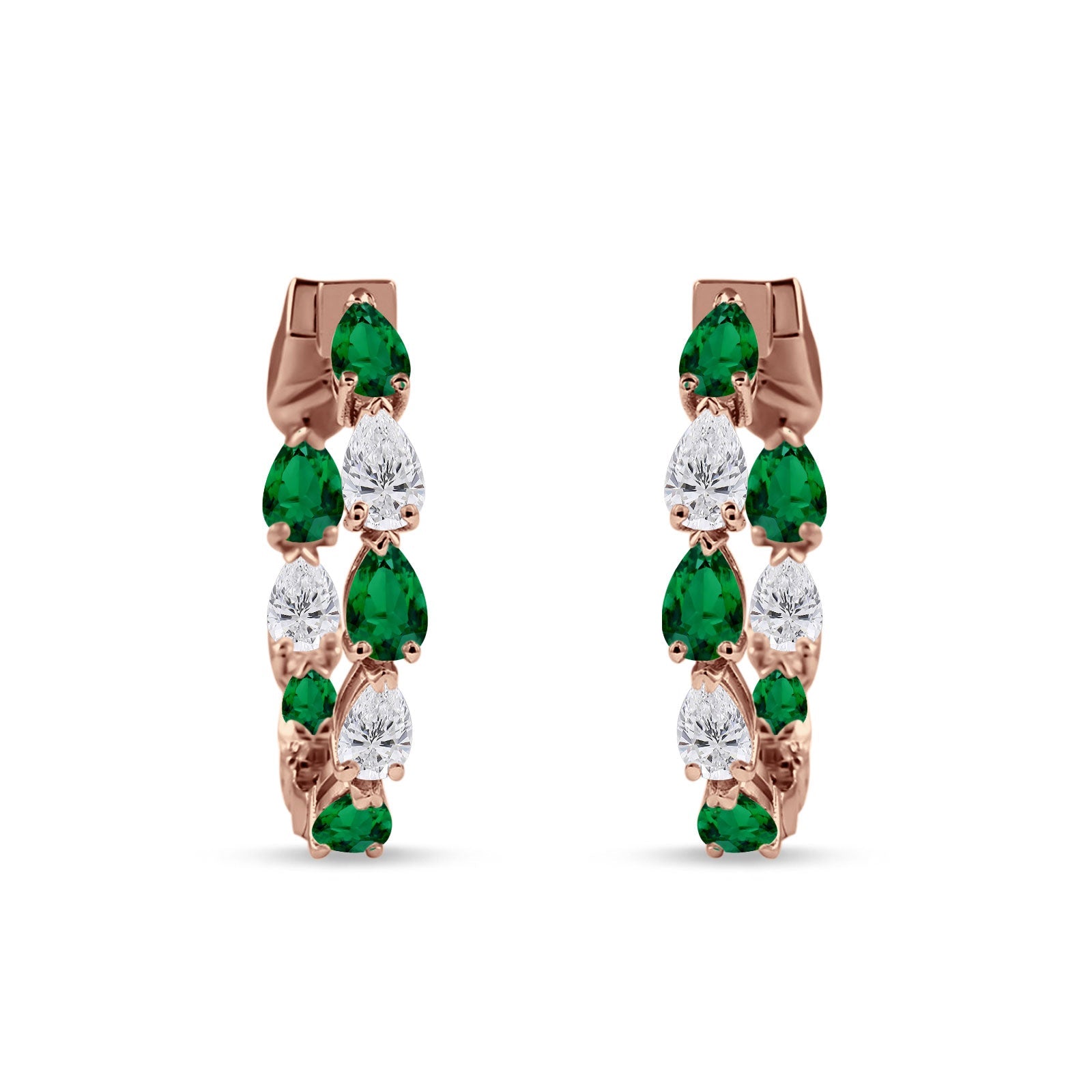 Pear Teardrop Cubic Zirconia Huggie Hoop Earring 925 Sterling Silver