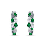 Pear Teardrop Cubic Zirconia Huggie Hoop Earring 925 Sterling Silver