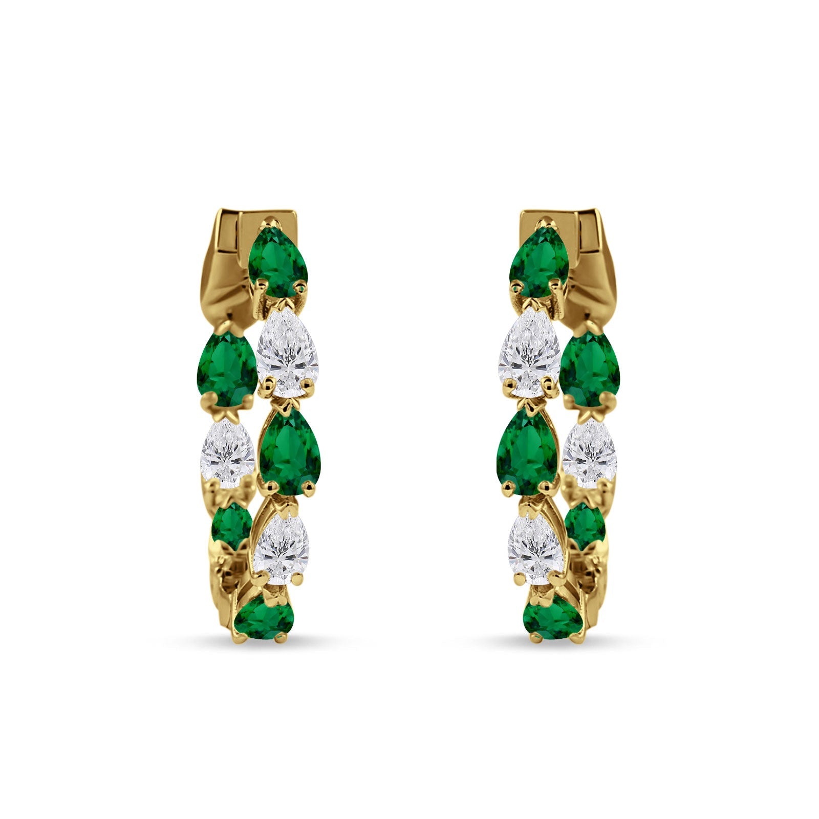 Pear Teardrop Cubic Zirconia Huggie Hoop Earring 925 Sterling Silver