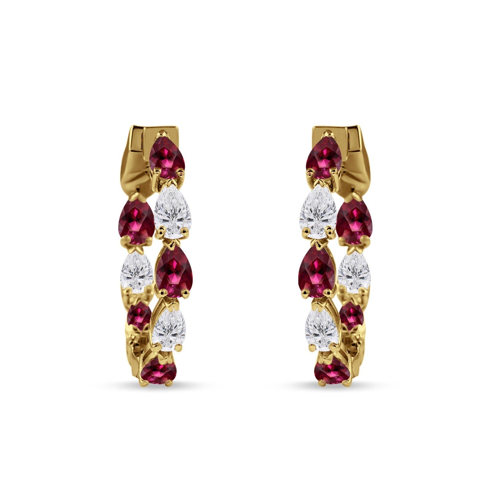 Pear Teardrop Cubic Zirconia Huggie Hoop Earring 925 Sterling Silver