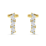 Marquise Zig Zag Bar Stud Earring Cubic Zirconia 925 Sterling Silver