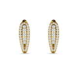 Three Row Oblong Hoop Earring Cubic Zirconia 925 Sterling Silver