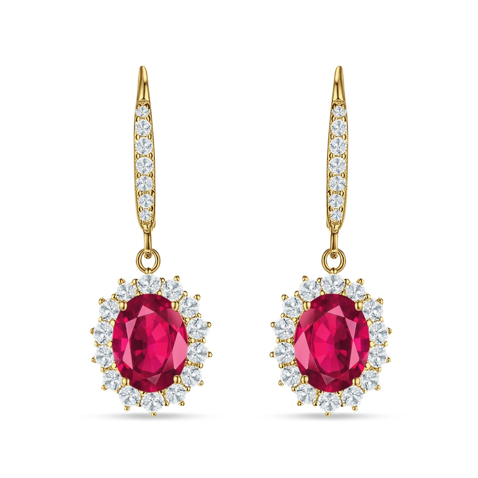 Oval Halo Flower Drop Dangle Leverback Earring Cubic Zirconia 925 Sterling Silver