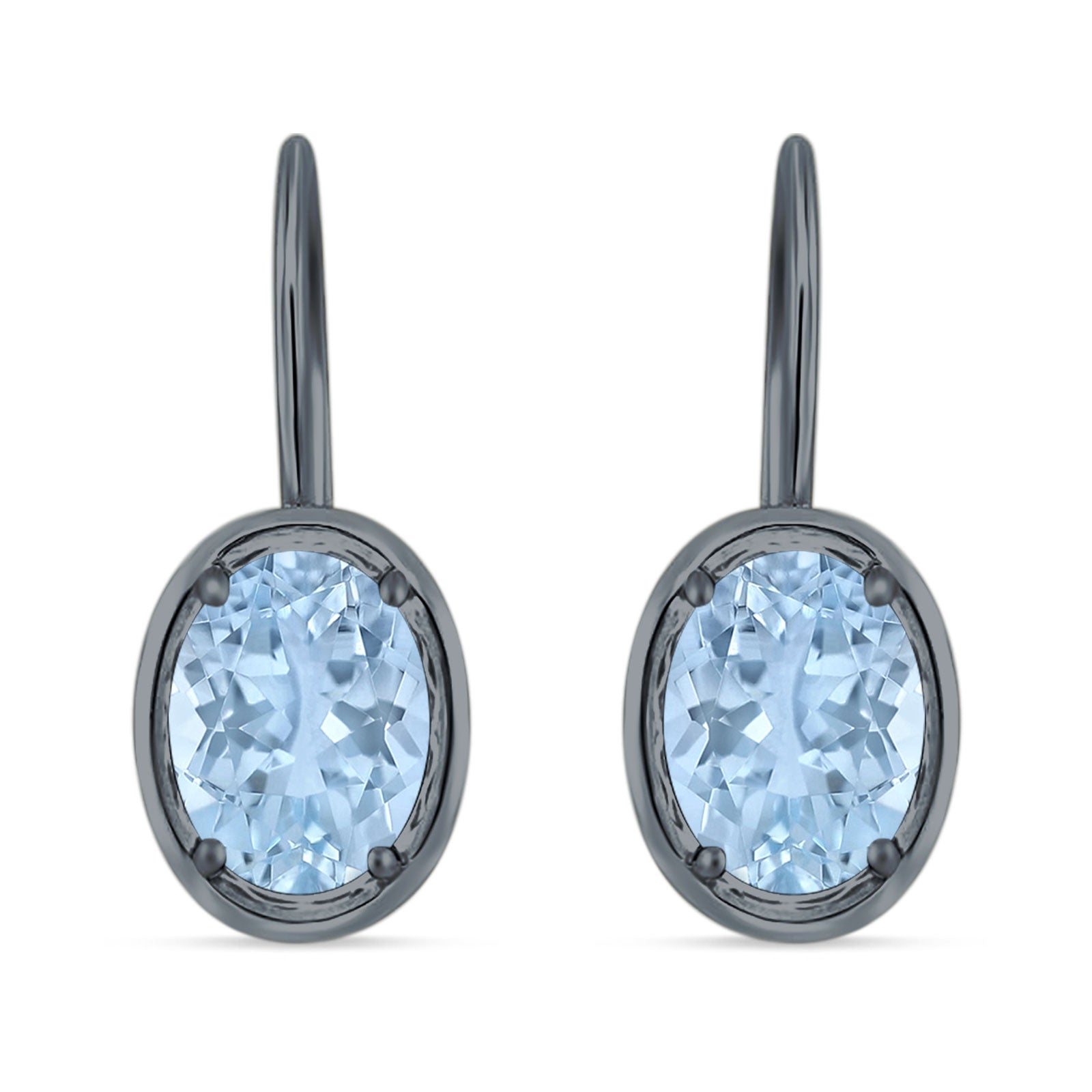 Oval Solitaire Drop Dangle Leverback Earring Cubic Zirconia 925 Sterling Silver