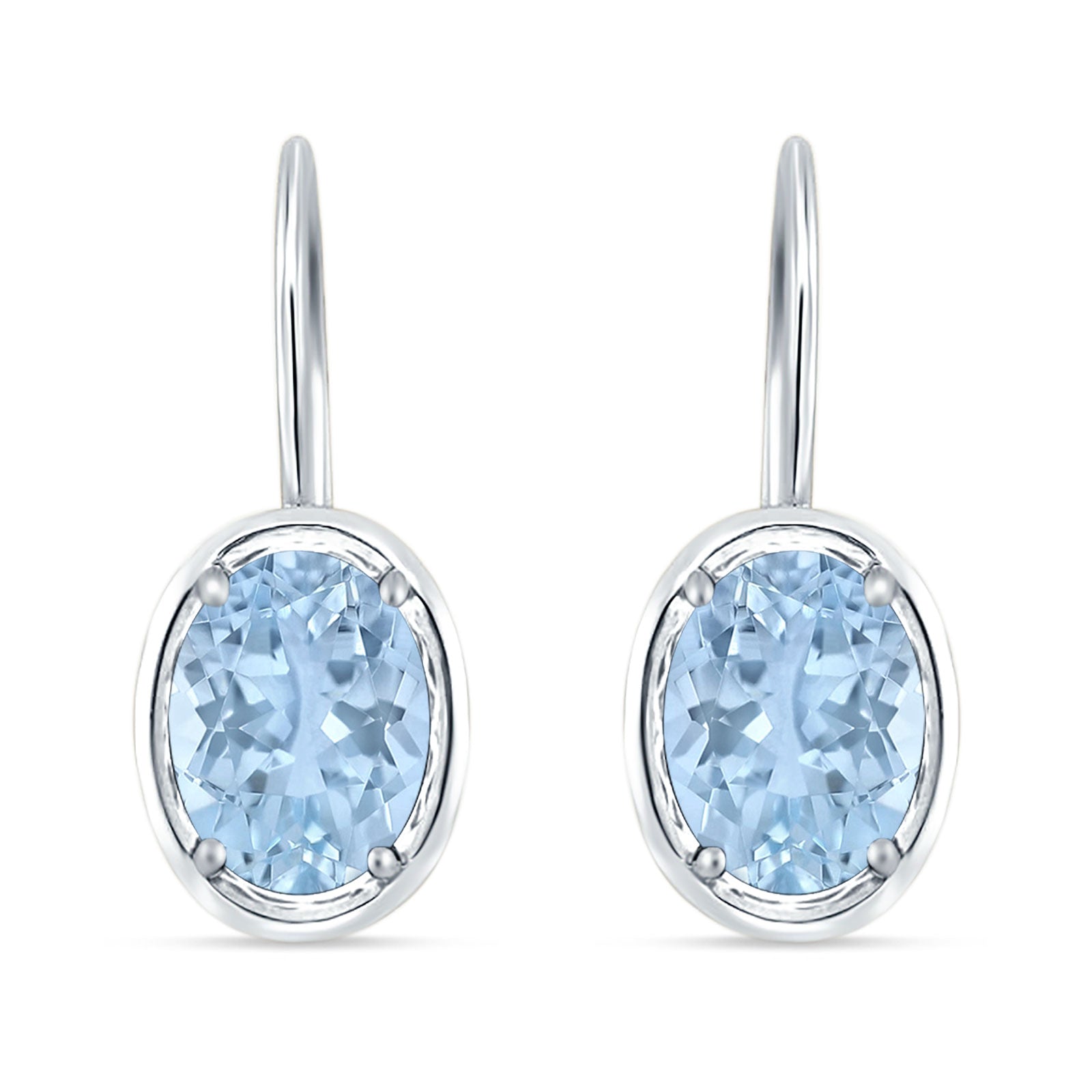 Oval Solitaire Drop Dangle Leverback Earring Cubic Zirconia 925 Sterling Silver