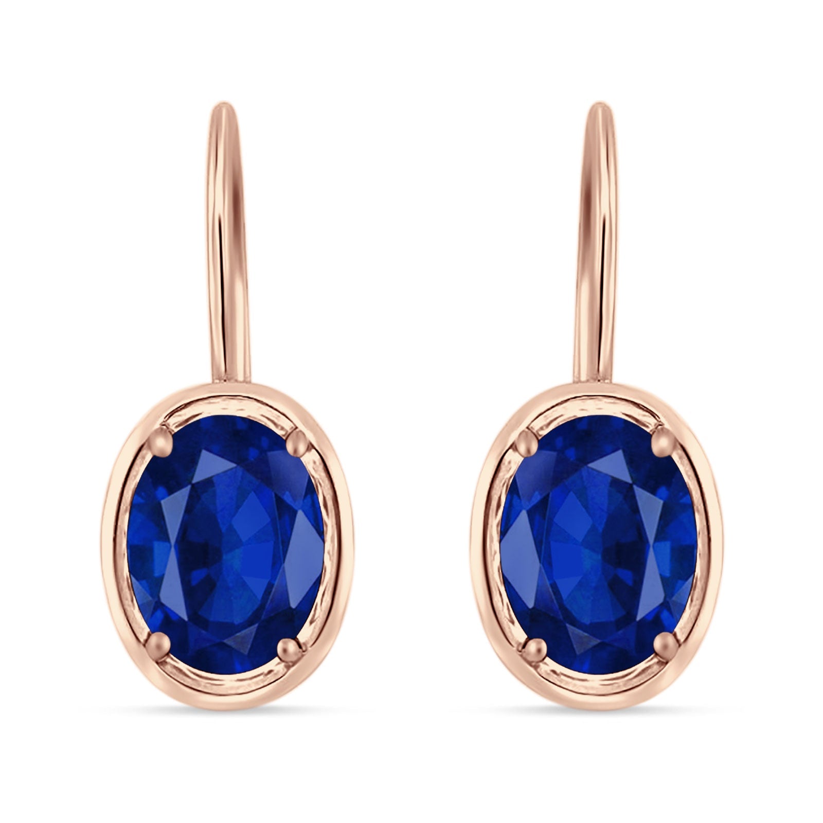 Oval Solitaire Drop Dangle Leverback Earring Cubic Zirconia 925 Sterling Silver