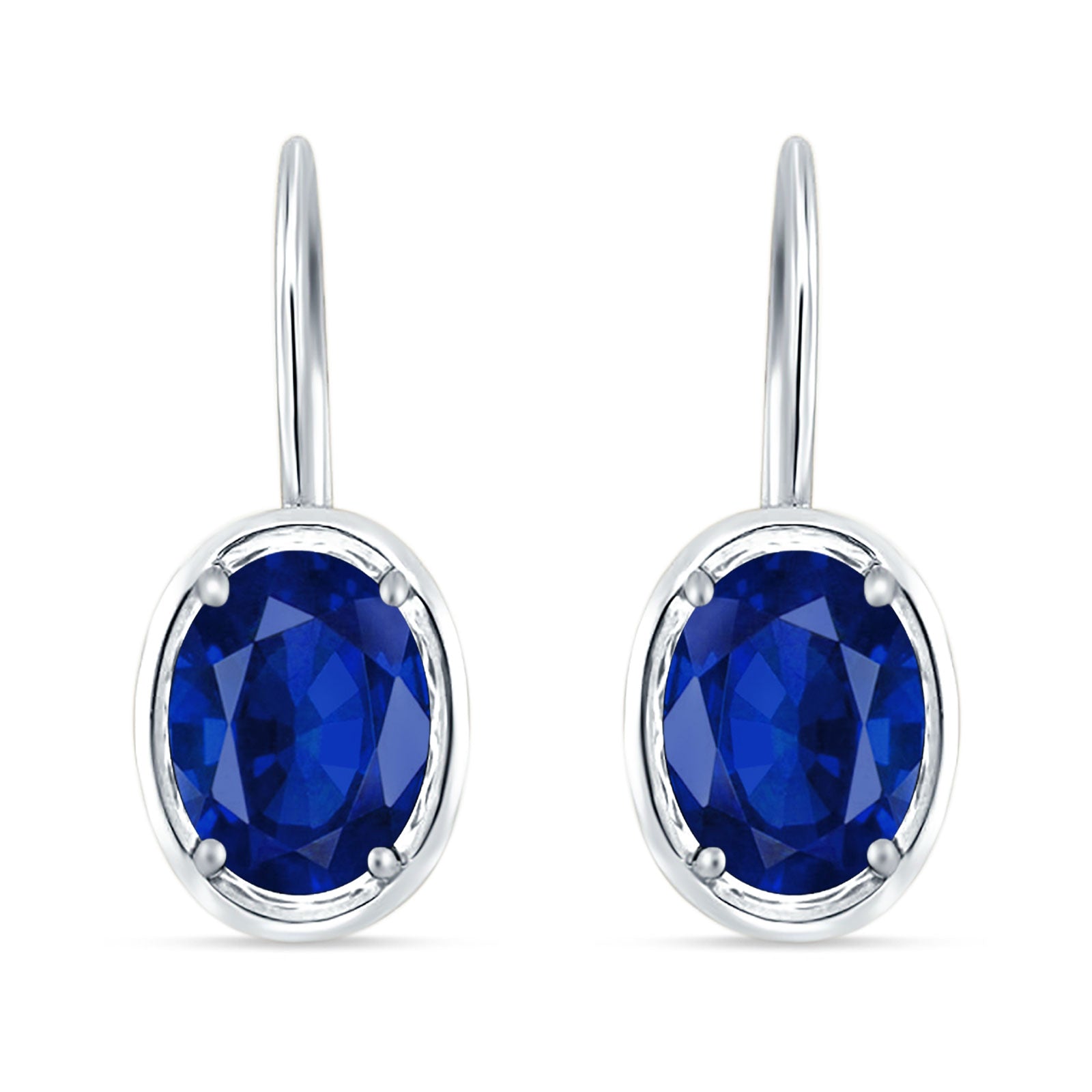 Oval Solitaire Drop Dangle Leverback Earring Cubic Zirconia 925 Sterling Silver