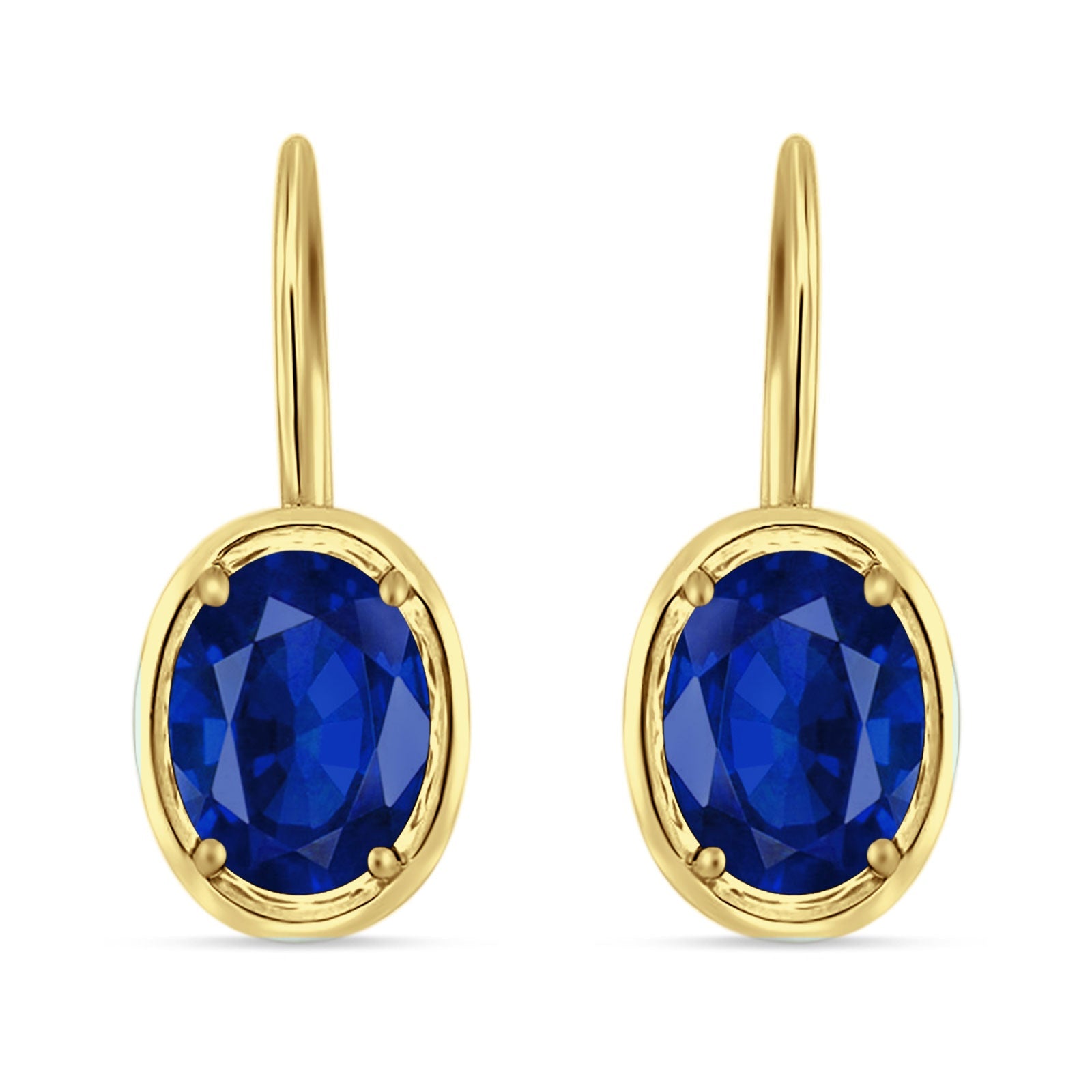 Oval Solitaire Drop Dangle Leverback Earring Cubic Zirconia 925 Sterling Silver