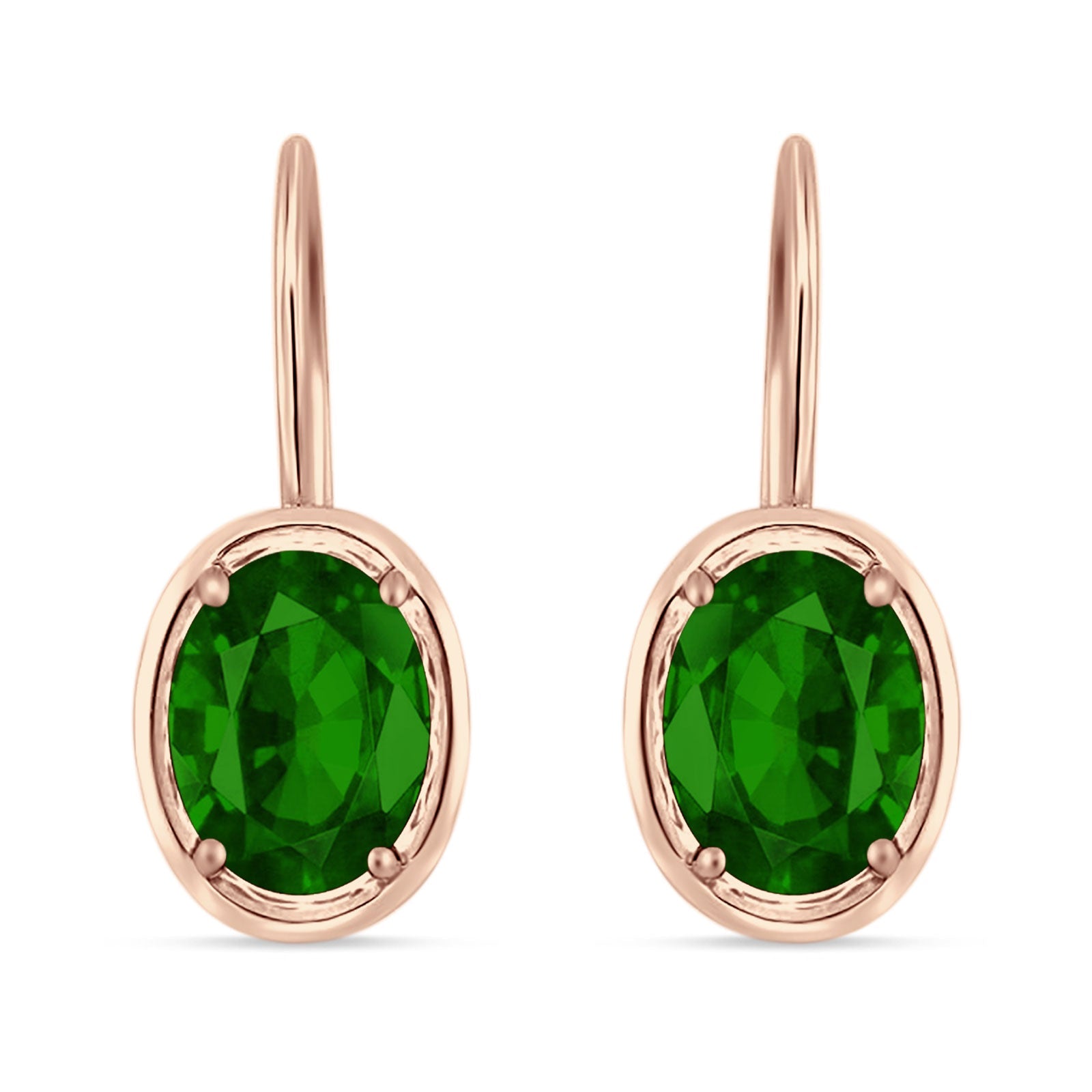 Oval Solitaire Drop Dangle Leverback Earring Cubic Zirconia 925 Sterling Silver