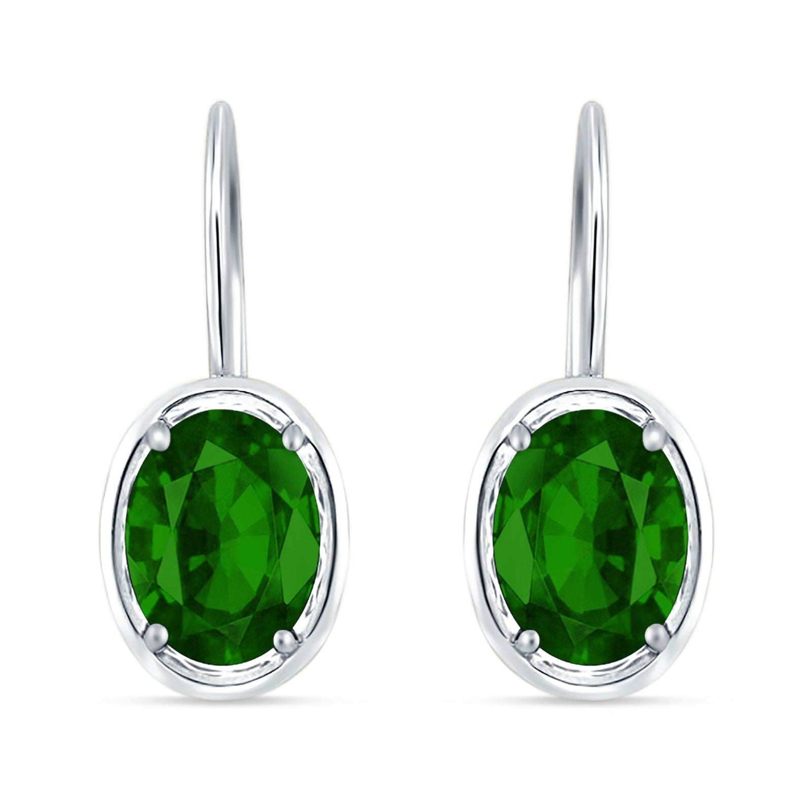 Oval Solitaire Drop Dangle Leverback Earring Cubic Zirconia 925 Sterling Silver