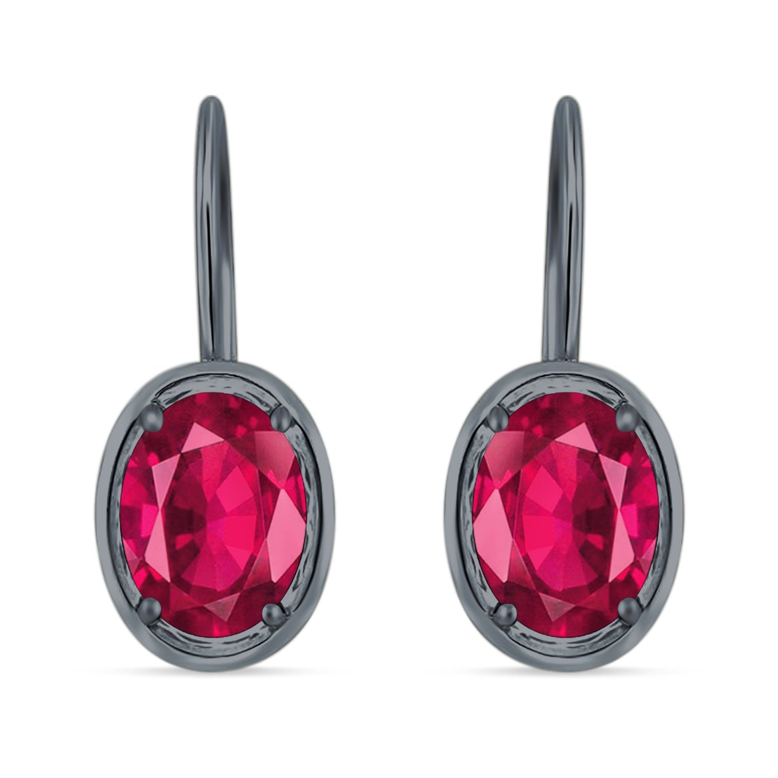Oval Solitaire Drop Dangle Leverback Earring Cubic Zirconia 925 Sterling Silver