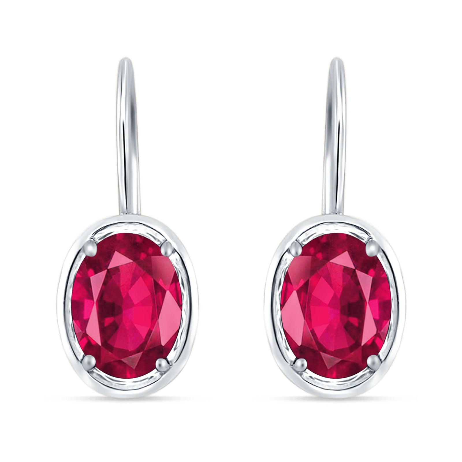 Oval Solitaire Drop Dangle Leverback Earring Cubic Zirconia 925 Sterling Silver