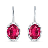 Oval Solitaire Drop Dangle Leverback Earring Cubic Zirconia 925 Sterling Silver