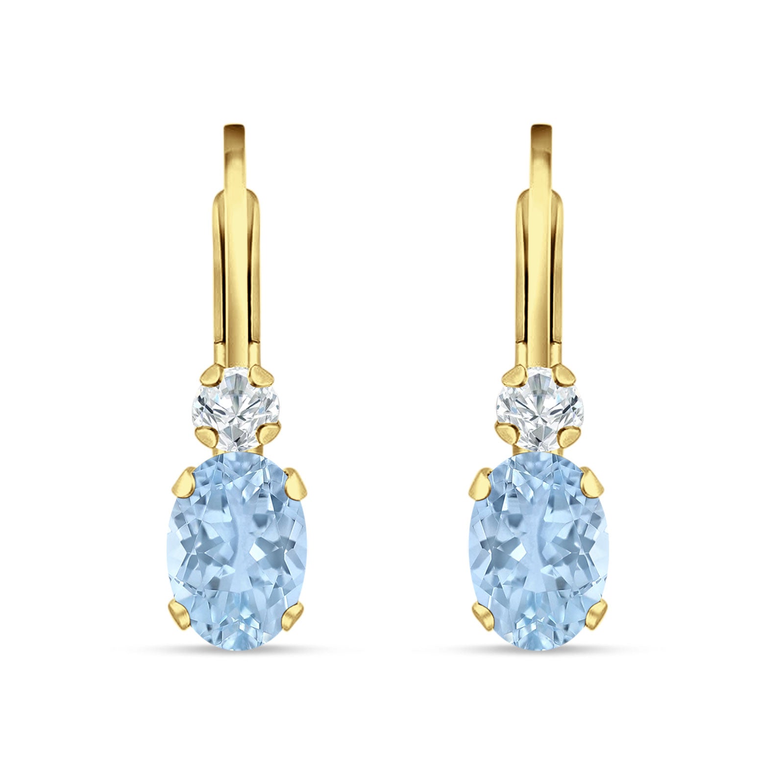 Oval Drop Dangle Charm Leverback Earring Cubic Zirconia 925 Sterling Silver